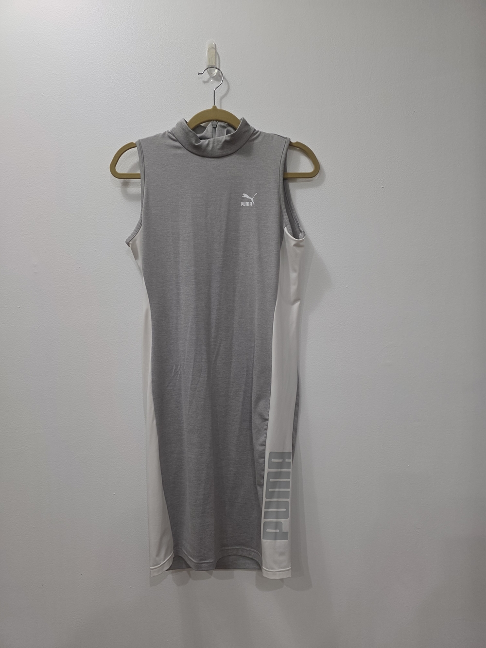 Puma Women's Grey Sleeveless Turtleneck Dress with White Side Panels